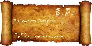 Bukovics Patrik névjegykártya